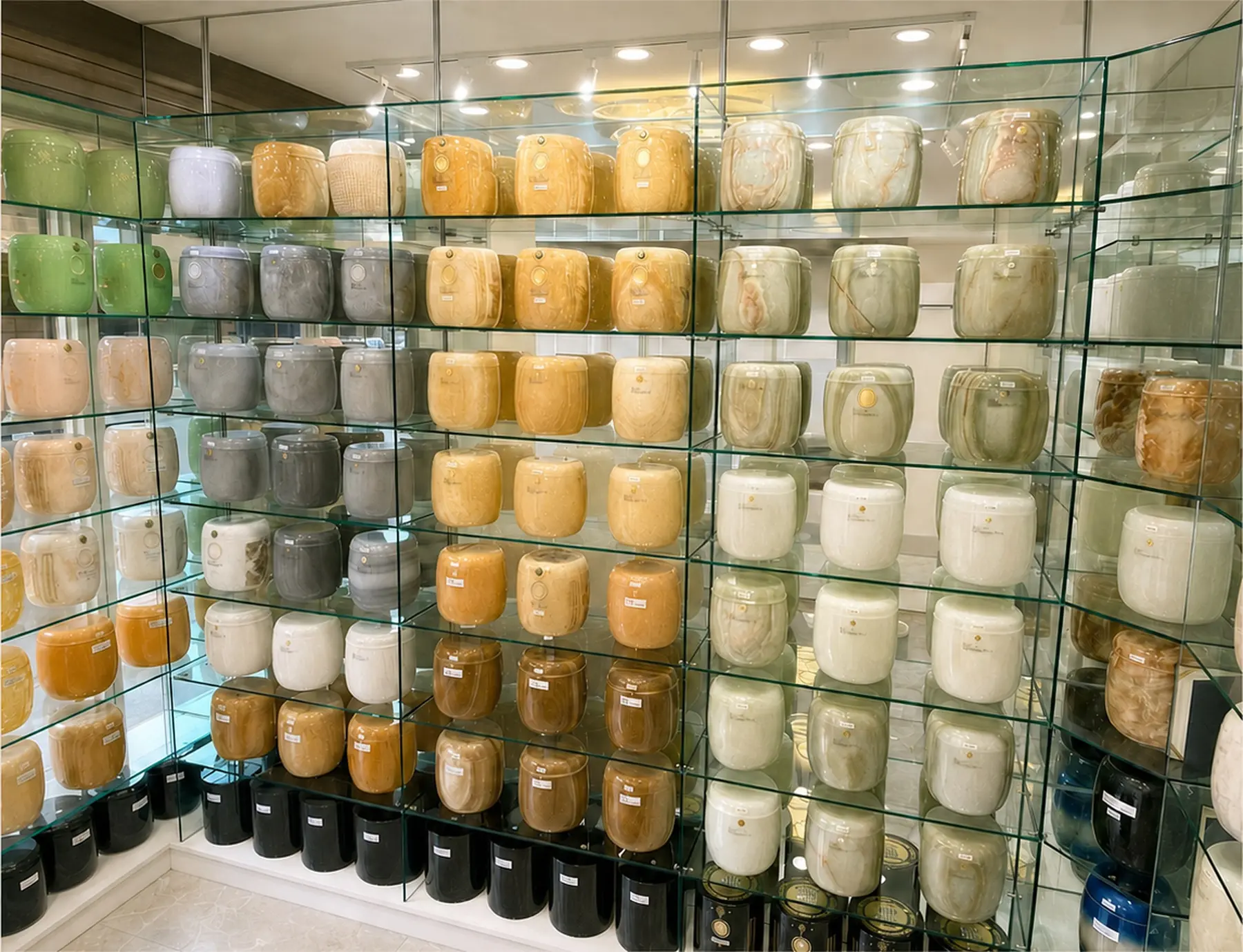 永恆生命玉石骨灰罐展示牆
