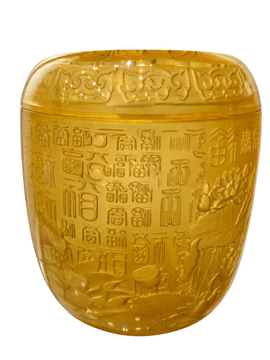 脫蠟琉璃 典藏款 骨灰罐實品照片，商品編號 URN-0060