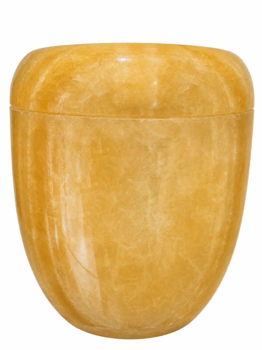 黃玉 B級 骨灰罐實品照片,商品編號 URN-0088