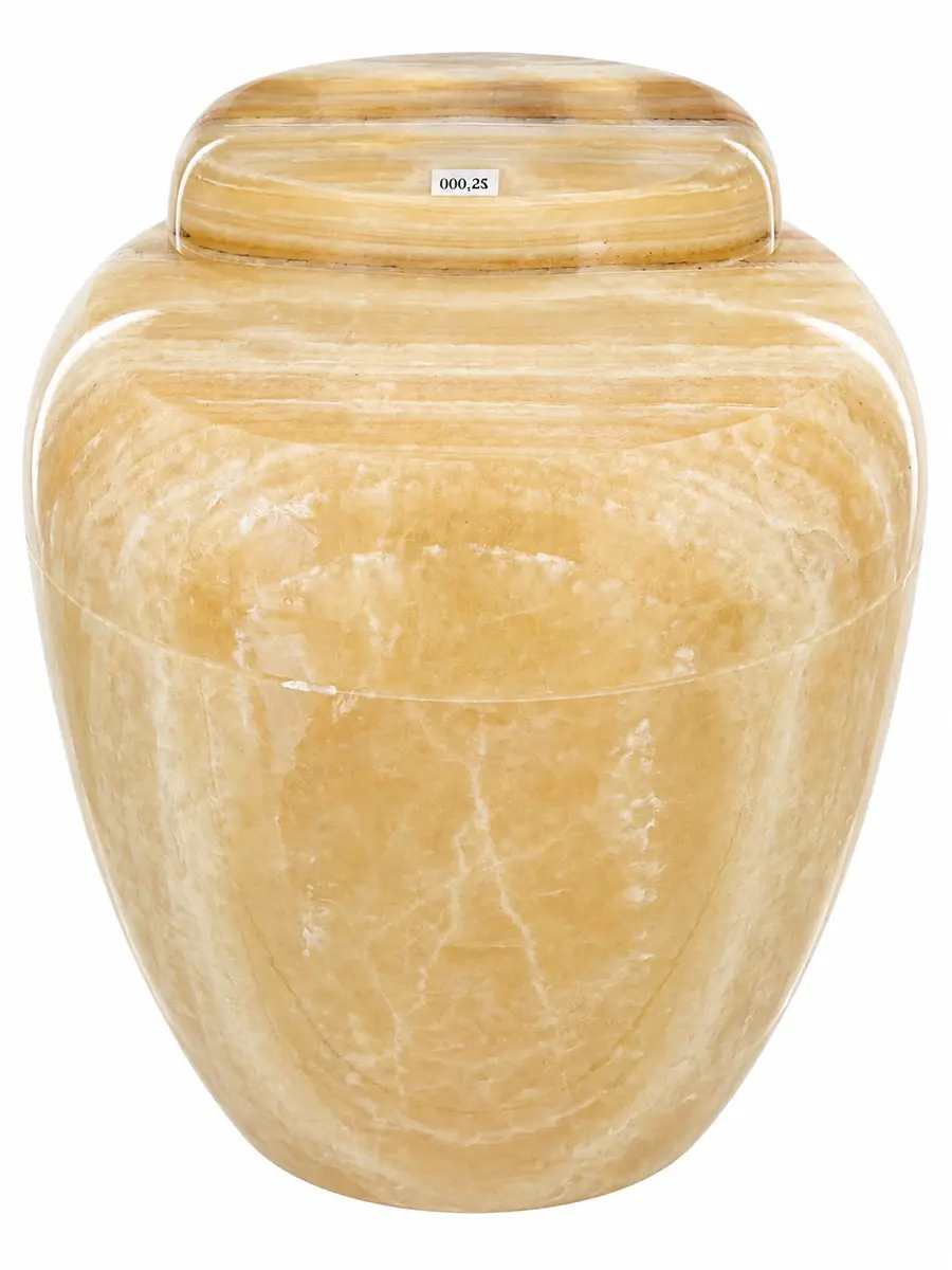 黃玉 B級 骨灰罐實品照片,商品編號 URN-0089
