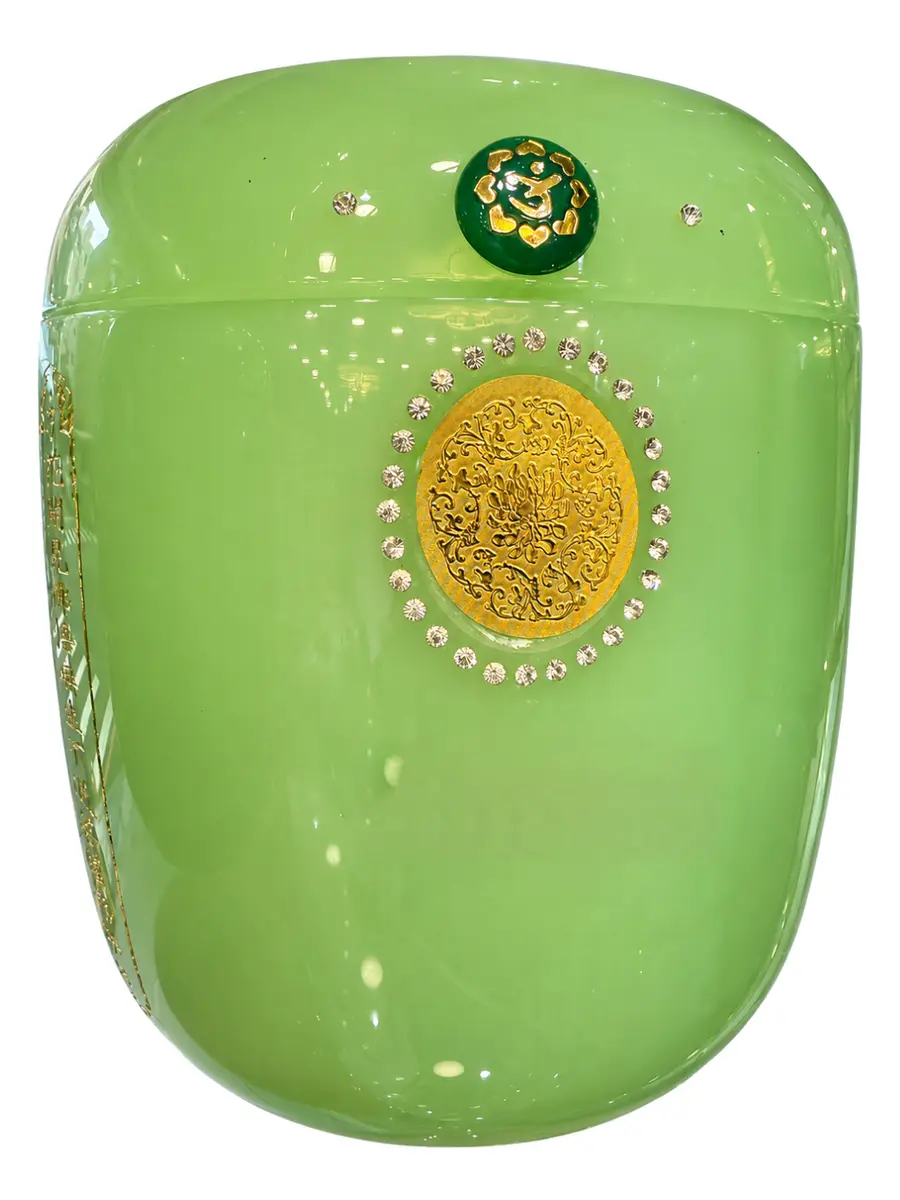 青琉璃 心經 骨灰罐實品照片,商品編號 URN-0101