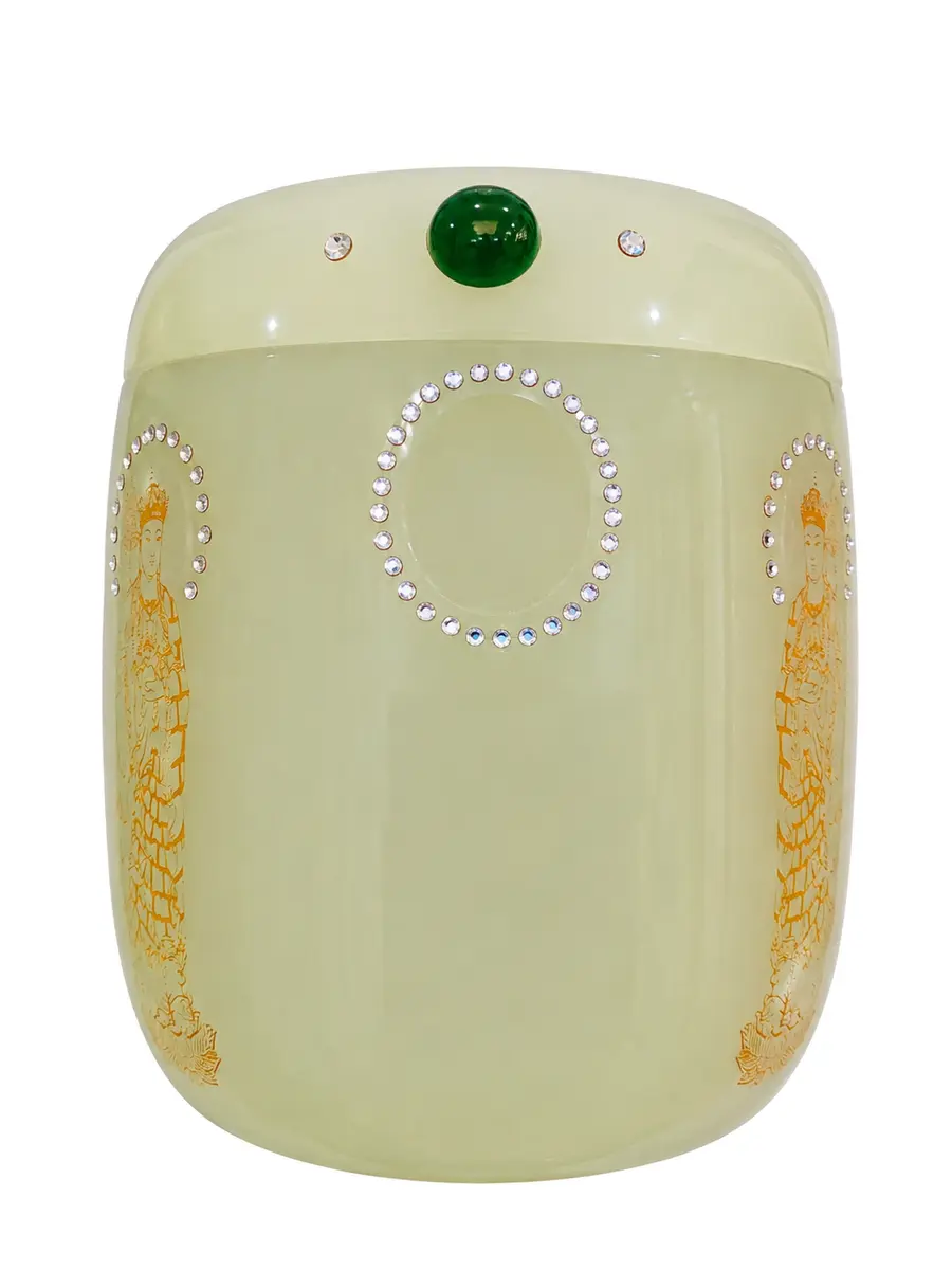 青琉璃 心經 骨灰罐實品照片，商品編號 URN-0102