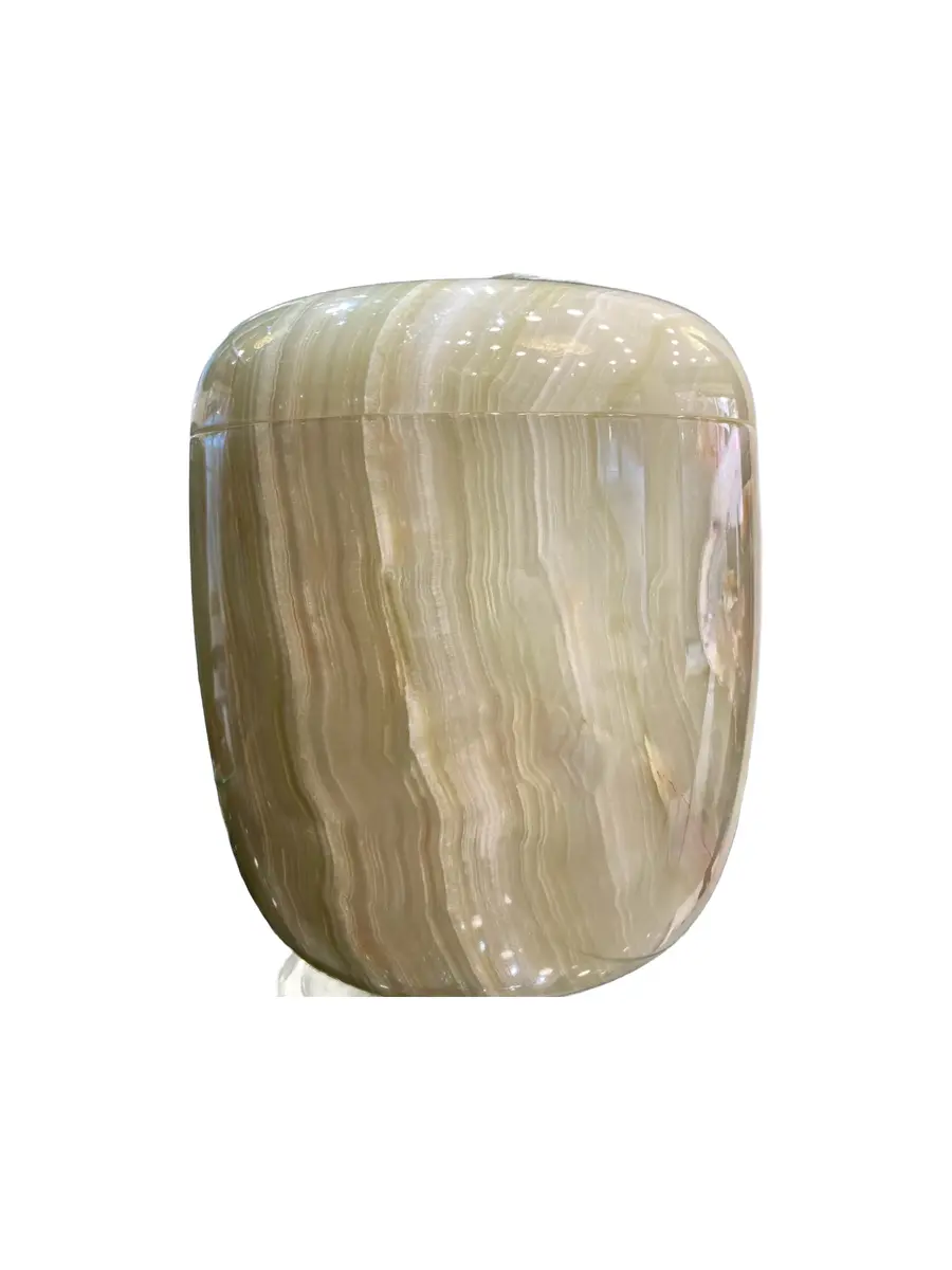 青玉 素面 骨灰罐實品照片，商品編號 URN-0113