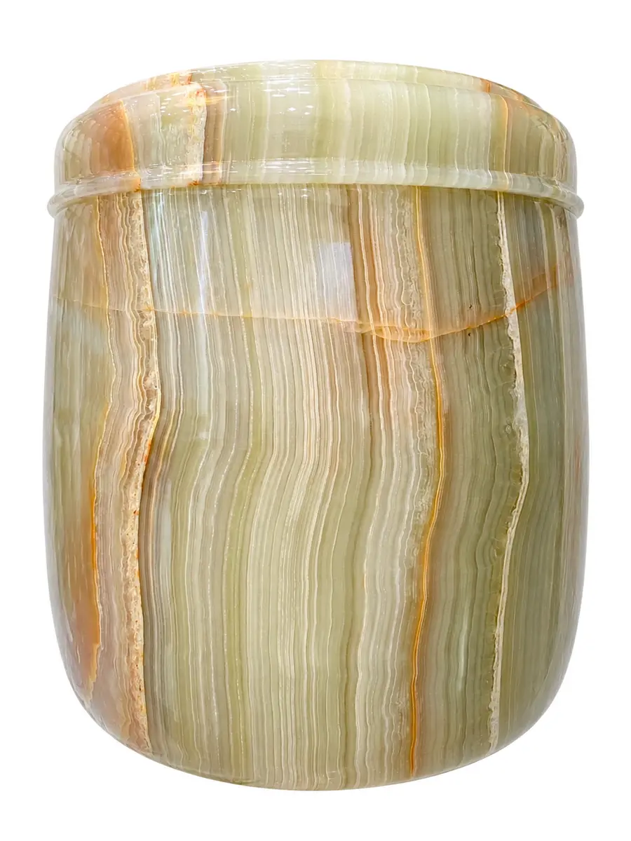 青玉 素面 骨灰罐實品照片，商品編號 URN-0114