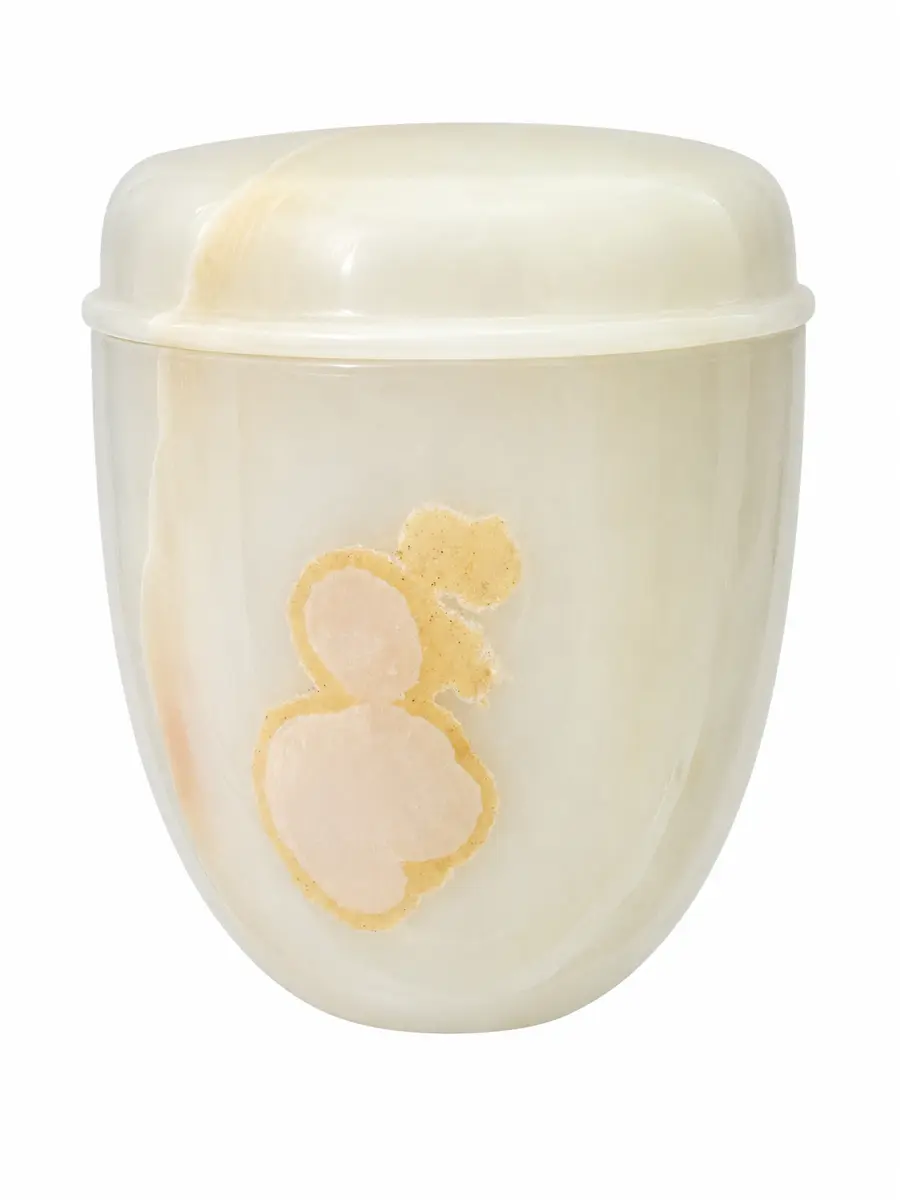 青玉 素面 骨灰罐實品照片，商品編號 URN-0117
