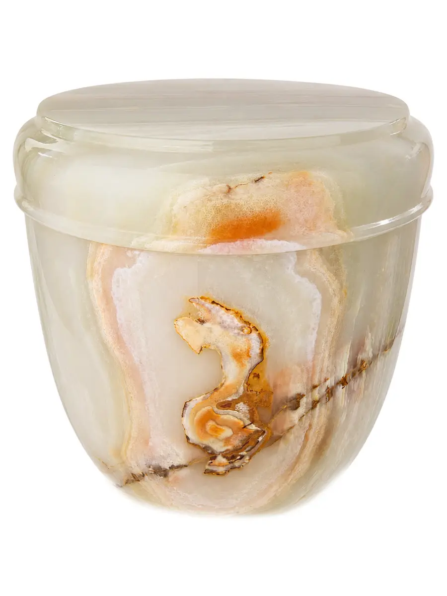 青玉 素面 骨灰罐實品照片，商品編號 URN-0118