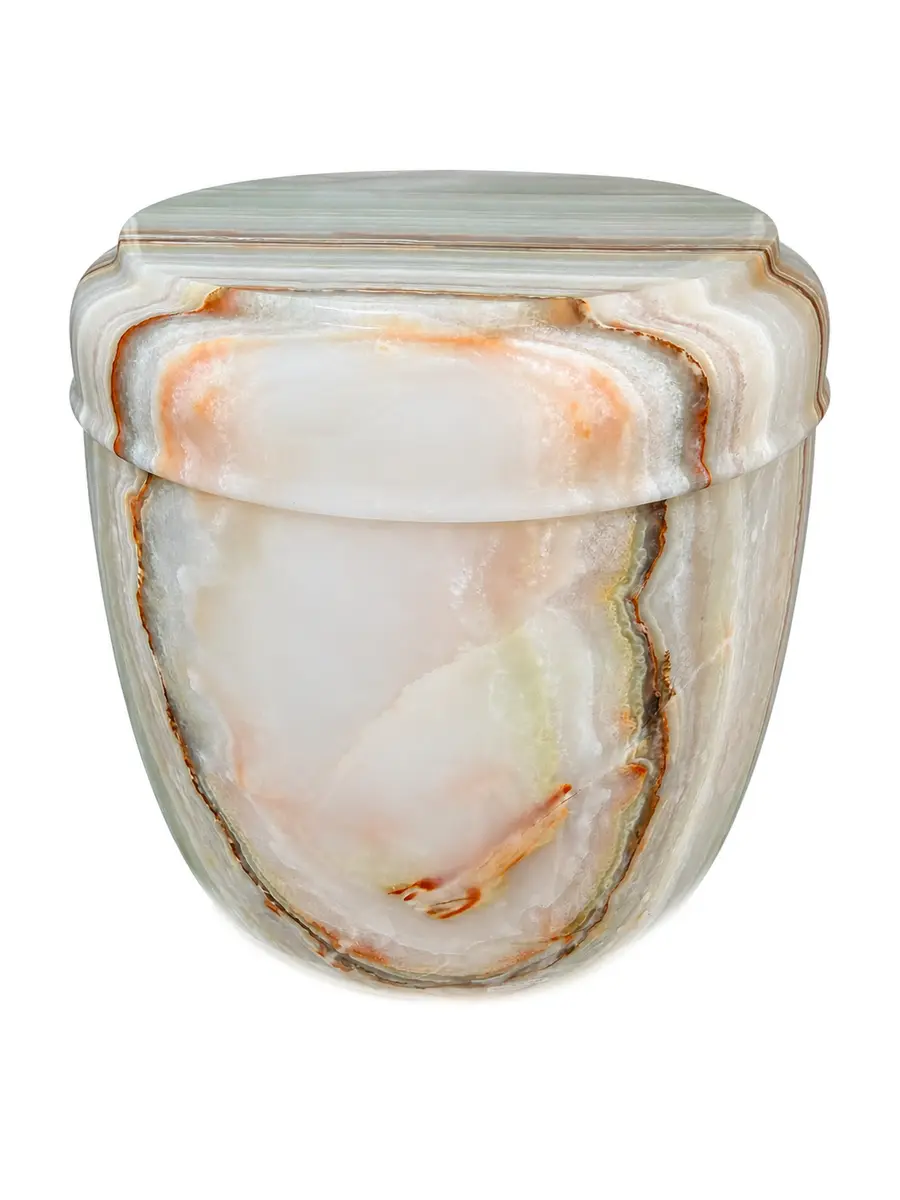 青玉 素面 骨灰罐實品照片，商品編號 URN-0119