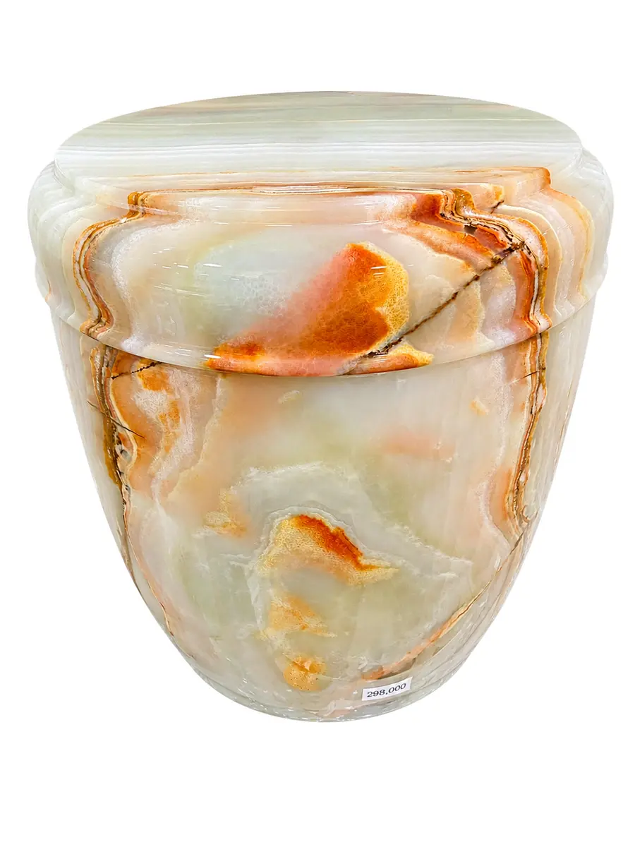 青玉 素面 骨灰罐實品照片，商品編號 URN-0120