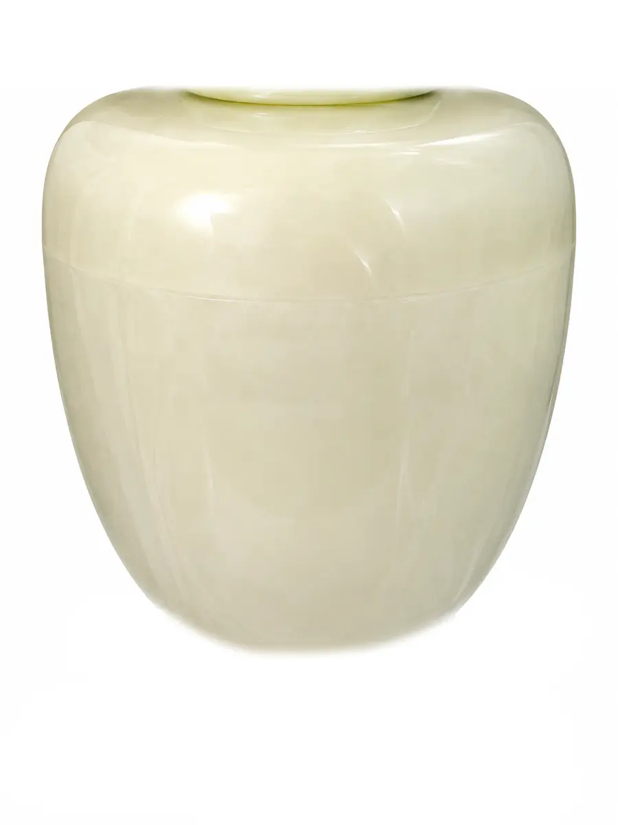青玉 素面 骨灰罐實品照片，商品編號 URN-0124