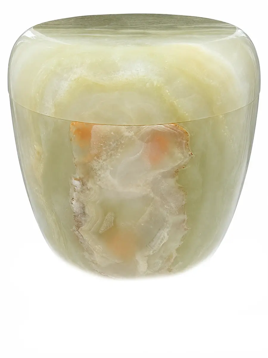 青玉 素面 骨灰罐實品照片，商品編號 URN-0127