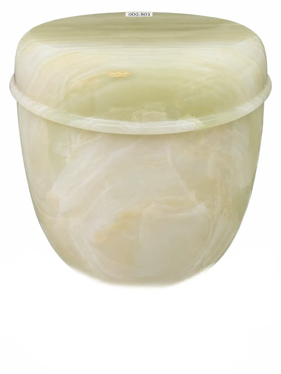 青玉 素面 骨灰罐實品照片，商品編號 URN-0128